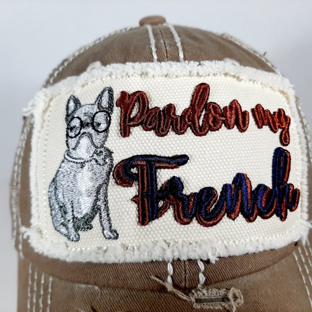 Pardon My French Embroidered Frayed Patch Distress - Picture 2 of 6